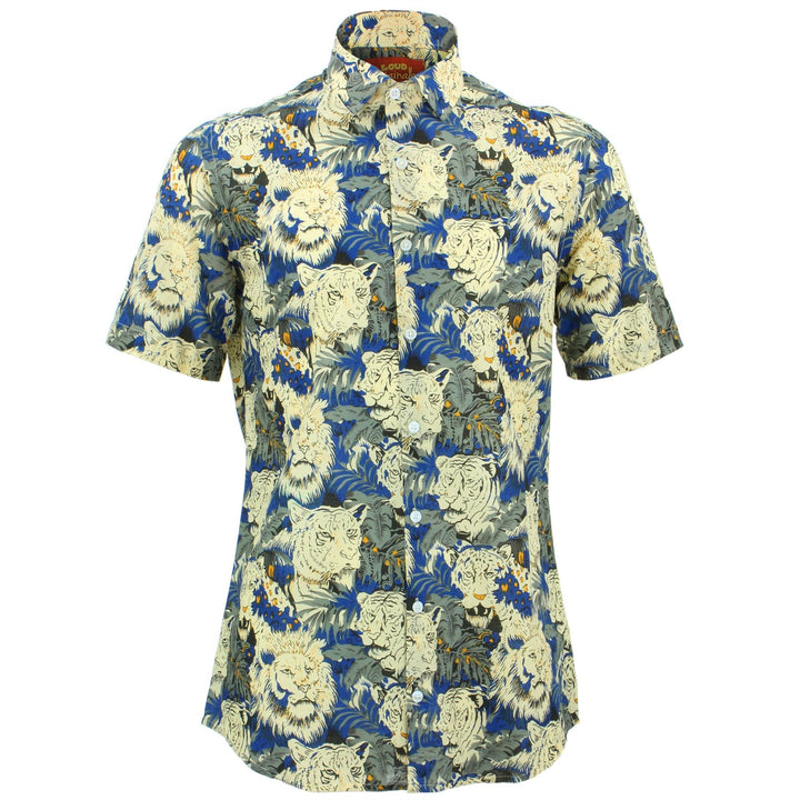 Tailored Fit Short Sleeve Shirt - Lion Tiger Jungle