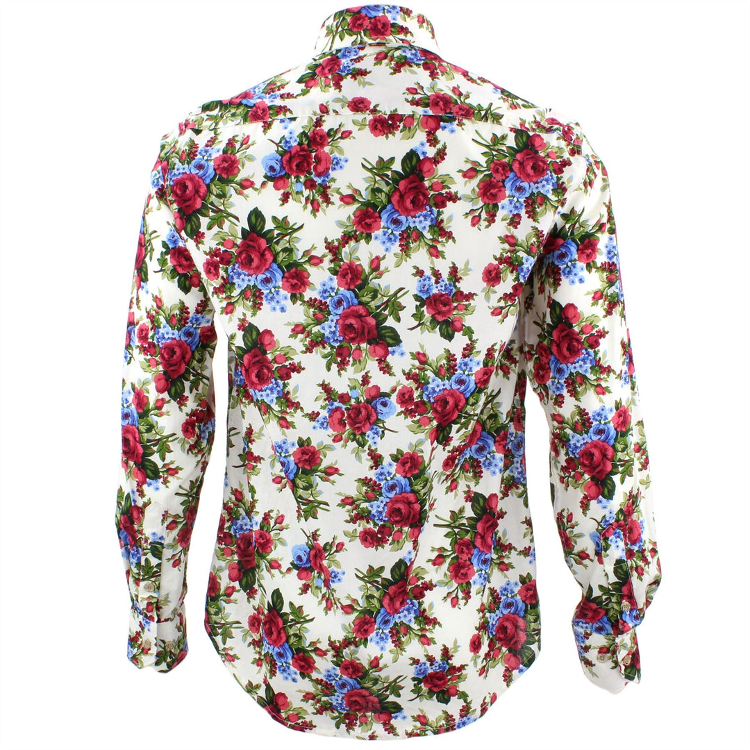 Tailored Fit Long Sleeve Shirt - Red & Blue Roses