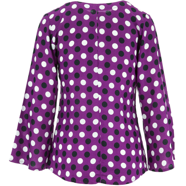 Wrap Top with Flared Sleeve - Spotted Dot