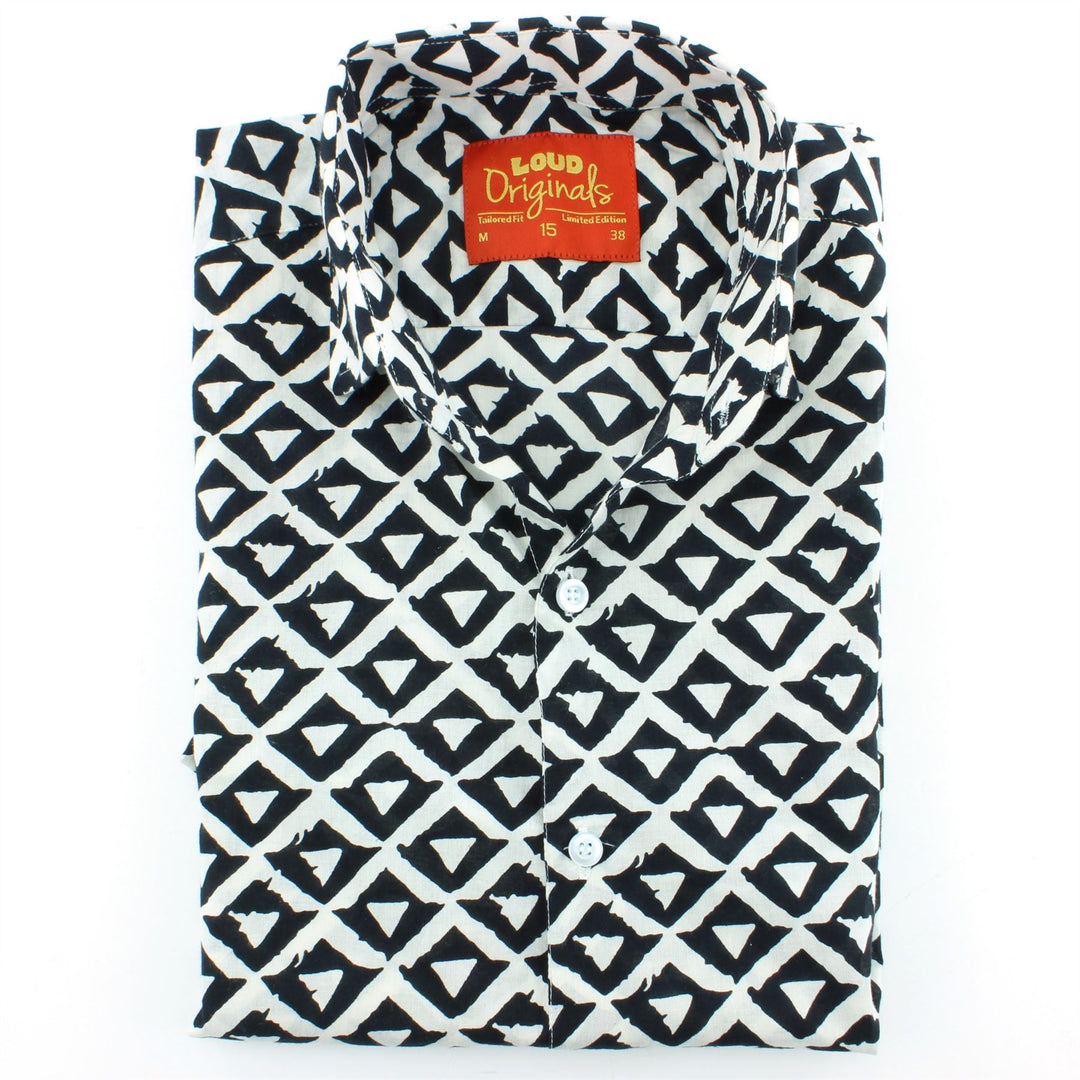 Slim Fit Long Sleeve Shirt - Block Print - Triangles