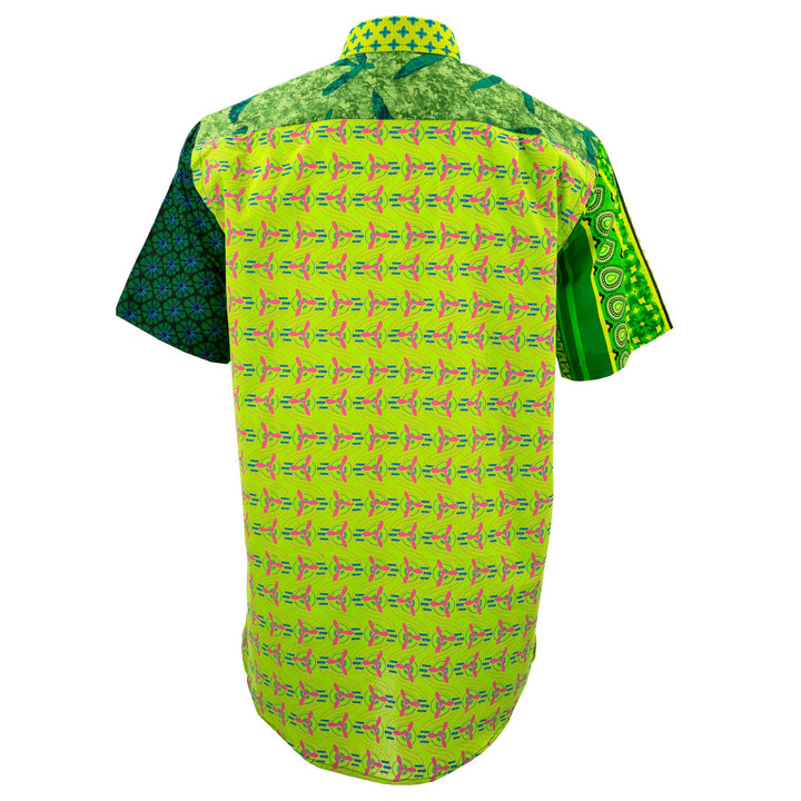 Regular Fit Short Sleeve Shirt - Random Mixed Panel Green