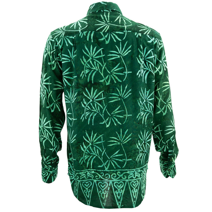 Regular Fit Long Sleeve Shirt - Tropical Leaf - Green