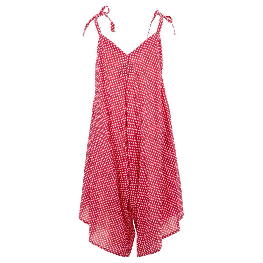 Strappy Jumpsuit - Pin Spot Red