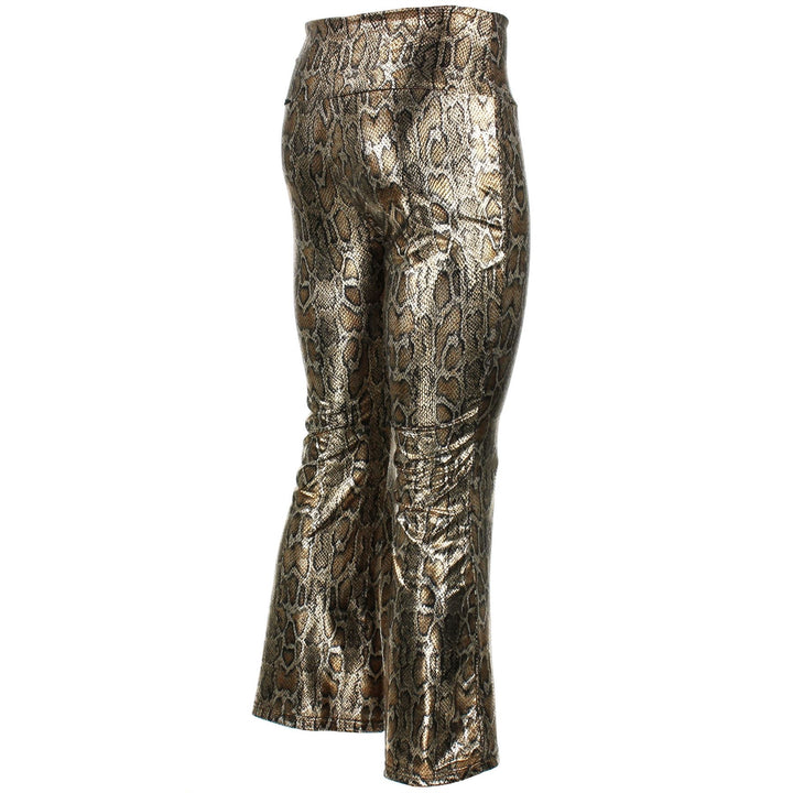 Shiny Metallic Flares Trousers - Snake