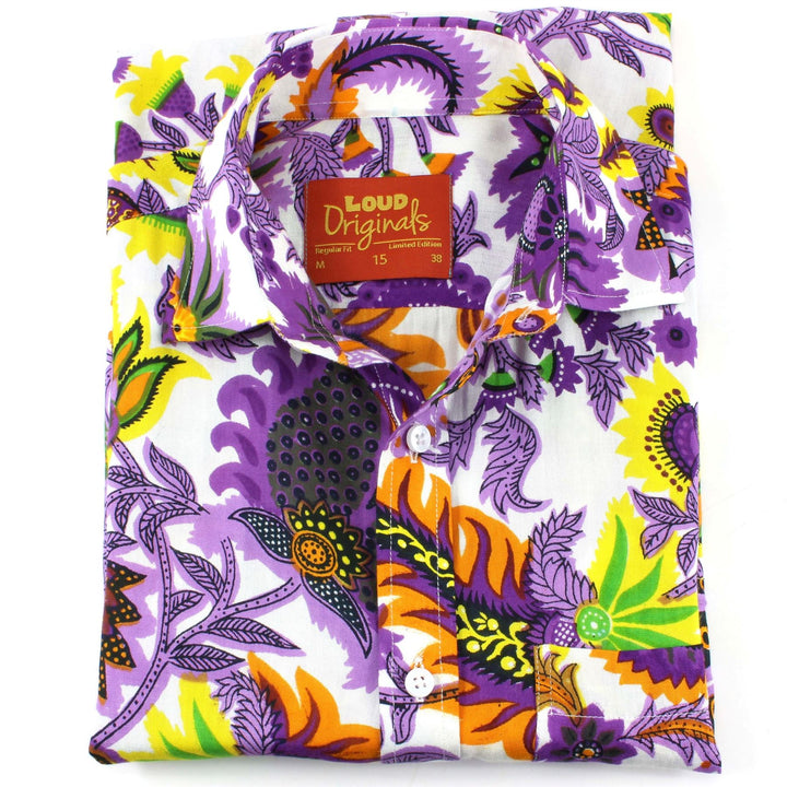 Regular Fit Short Sleeve Shirt - Bright Purple Floral