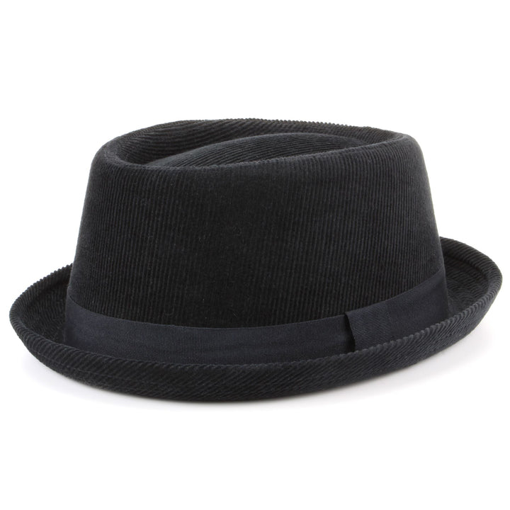 Corduroy Pork Pie Hat - Black