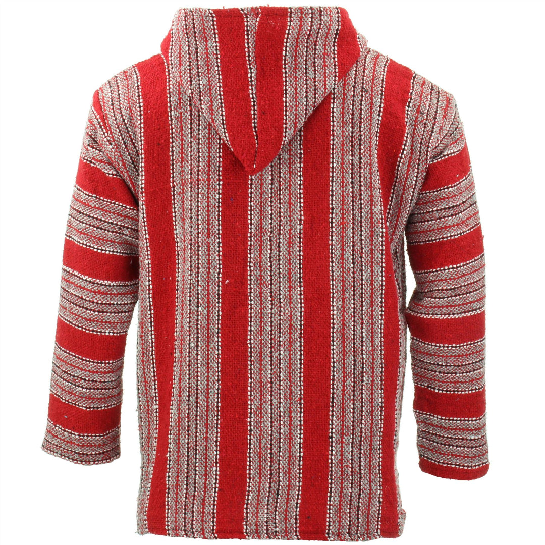 Recycled Mexican Baja Jerga Hoody - Red Grey