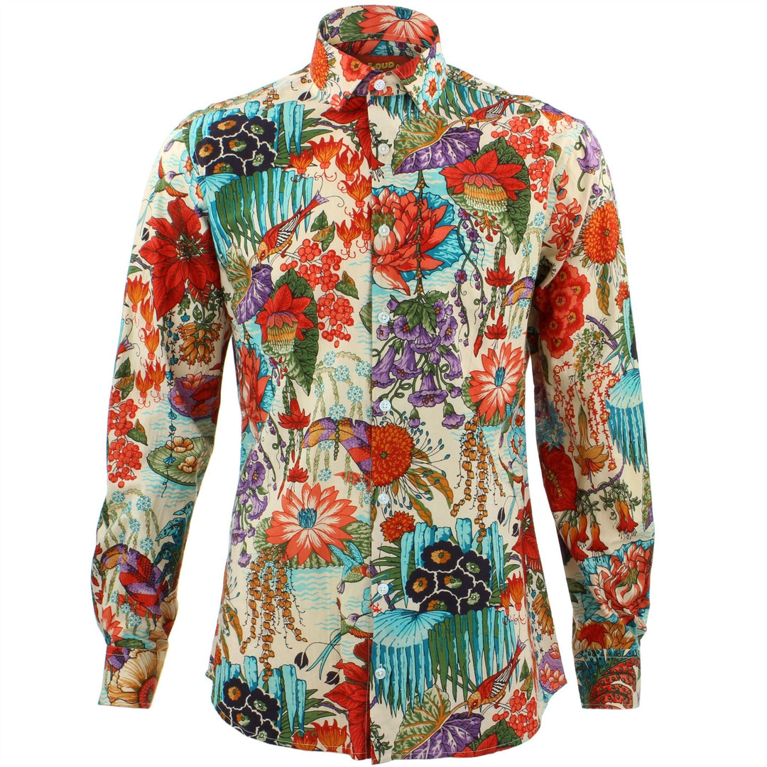 Slim Fit Long Sleeve Shirt - Japanese Floral