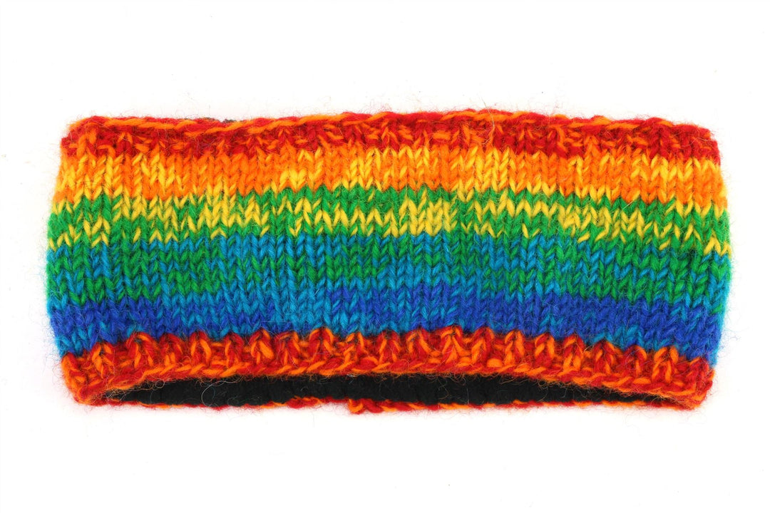 Hand Knitted Wool Headband  - SD Shredded Rainbow