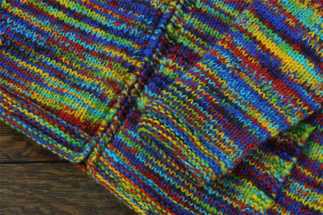 Hand Knitted Wool Hooded Jacket Cardigan - SD Rainbow