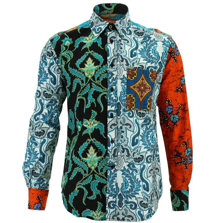 Regular Fit Long Sleeve Shirt - Random Mixed Panel - Batik