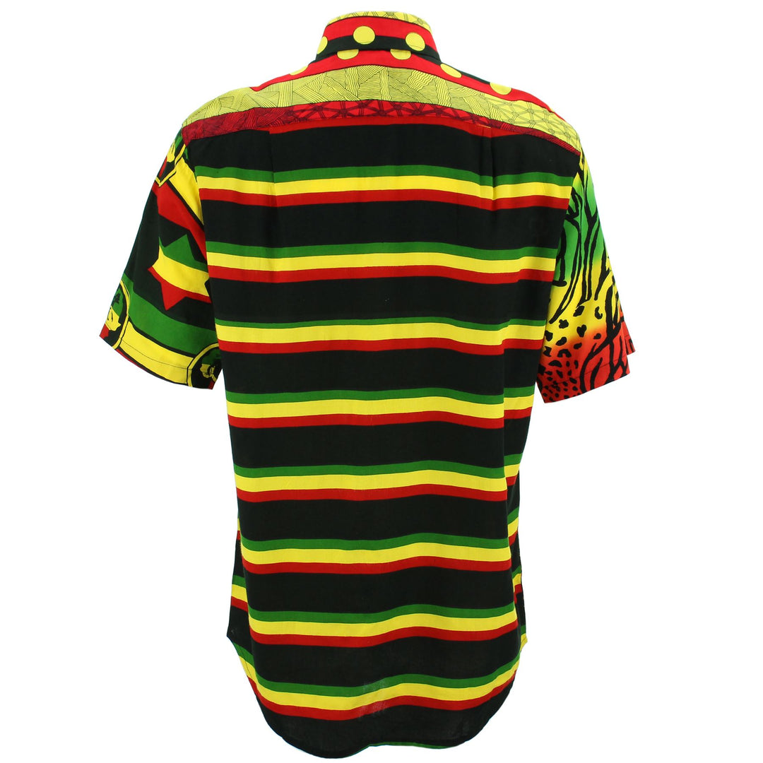 Regular Fit Short Sleeve Shirt - Random Mixed Panel - Rasta