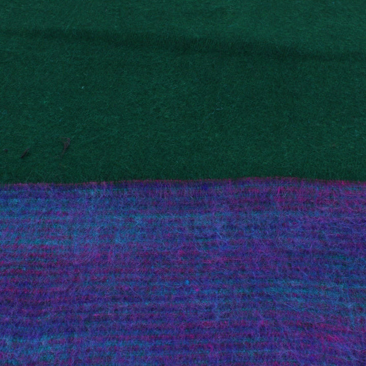 Tibetan Wool Blend Shawl Blanket - Green with Purple Reverse