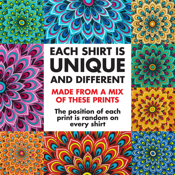 Regular Fit Long Sleeve Shirt - Peacock Mandala - Random Mixed Panel