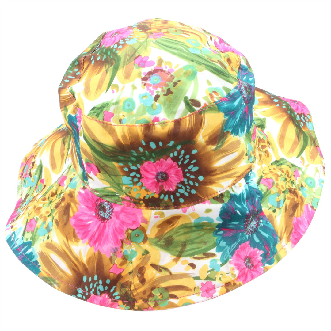 Reversible floral bucket sun hat - White