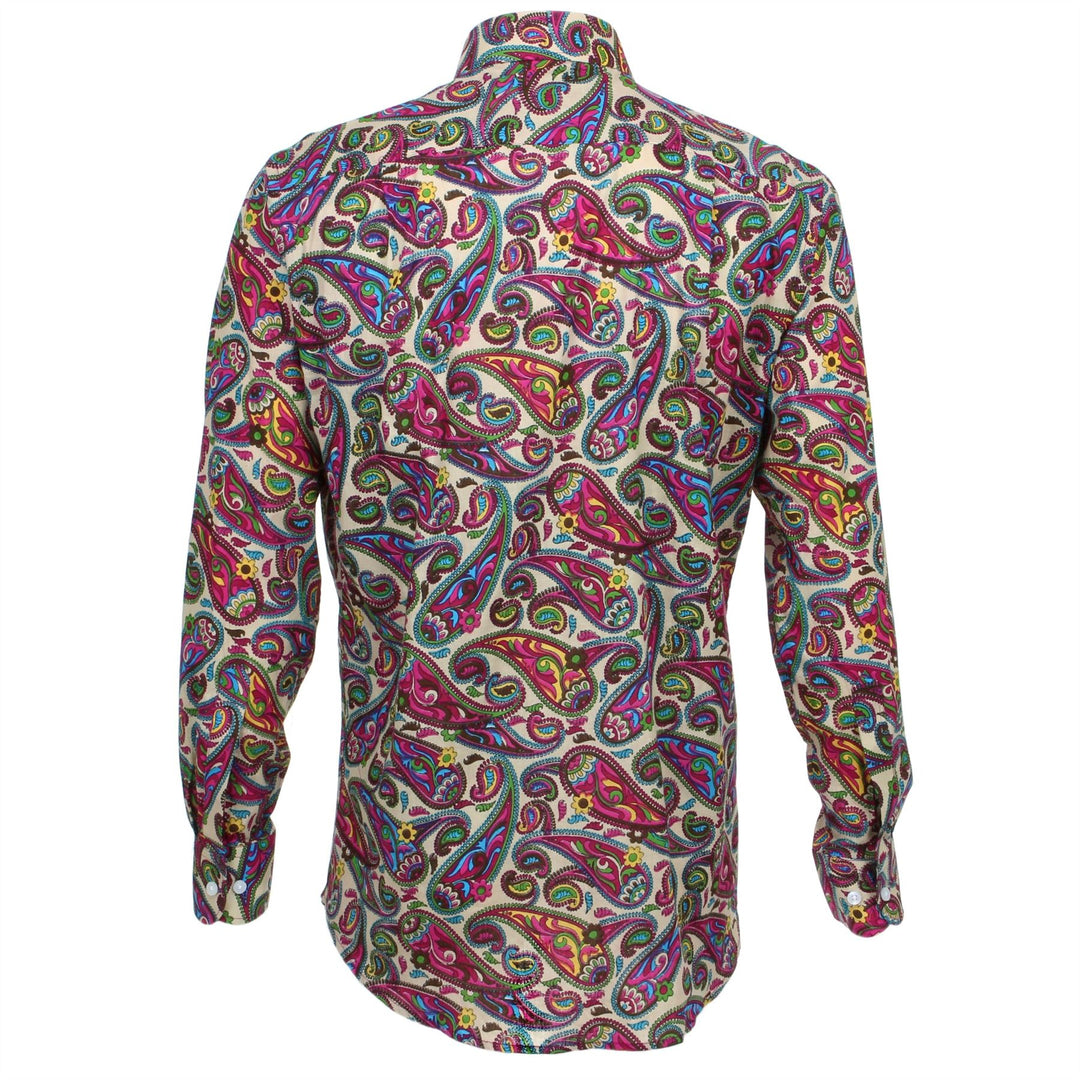 Regular Fit Long Sleeve Shirt - Purple & Yellow Paisley