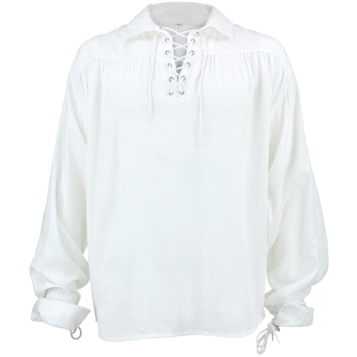 Long Sleeve Rayon Pirate Shirt - White