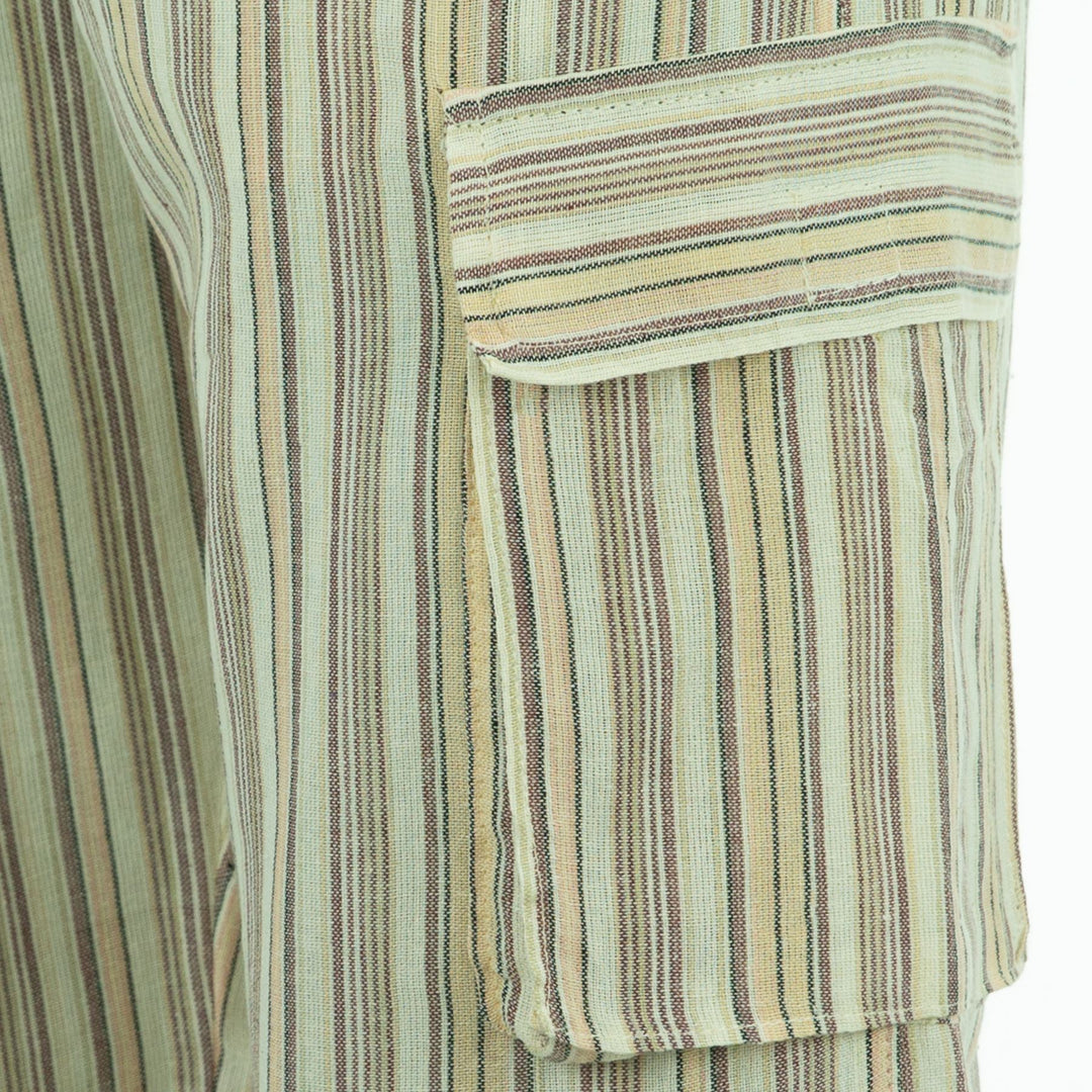 Cotton Combat Trousers Pant - Cream Stripe