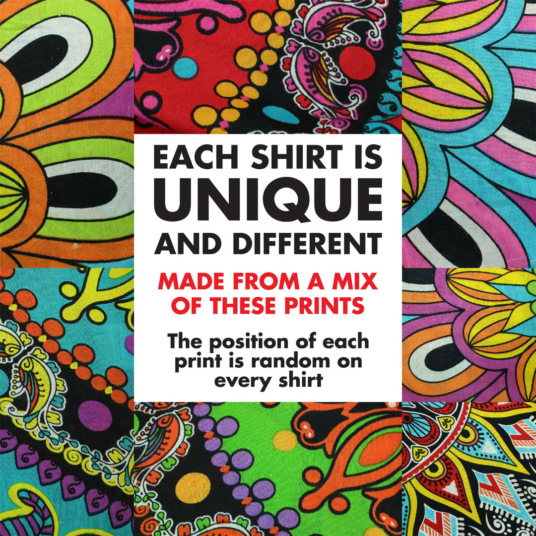 Regular Fit Short Sleeve Shirt - Random Mixed Panel - Carnival Mandala