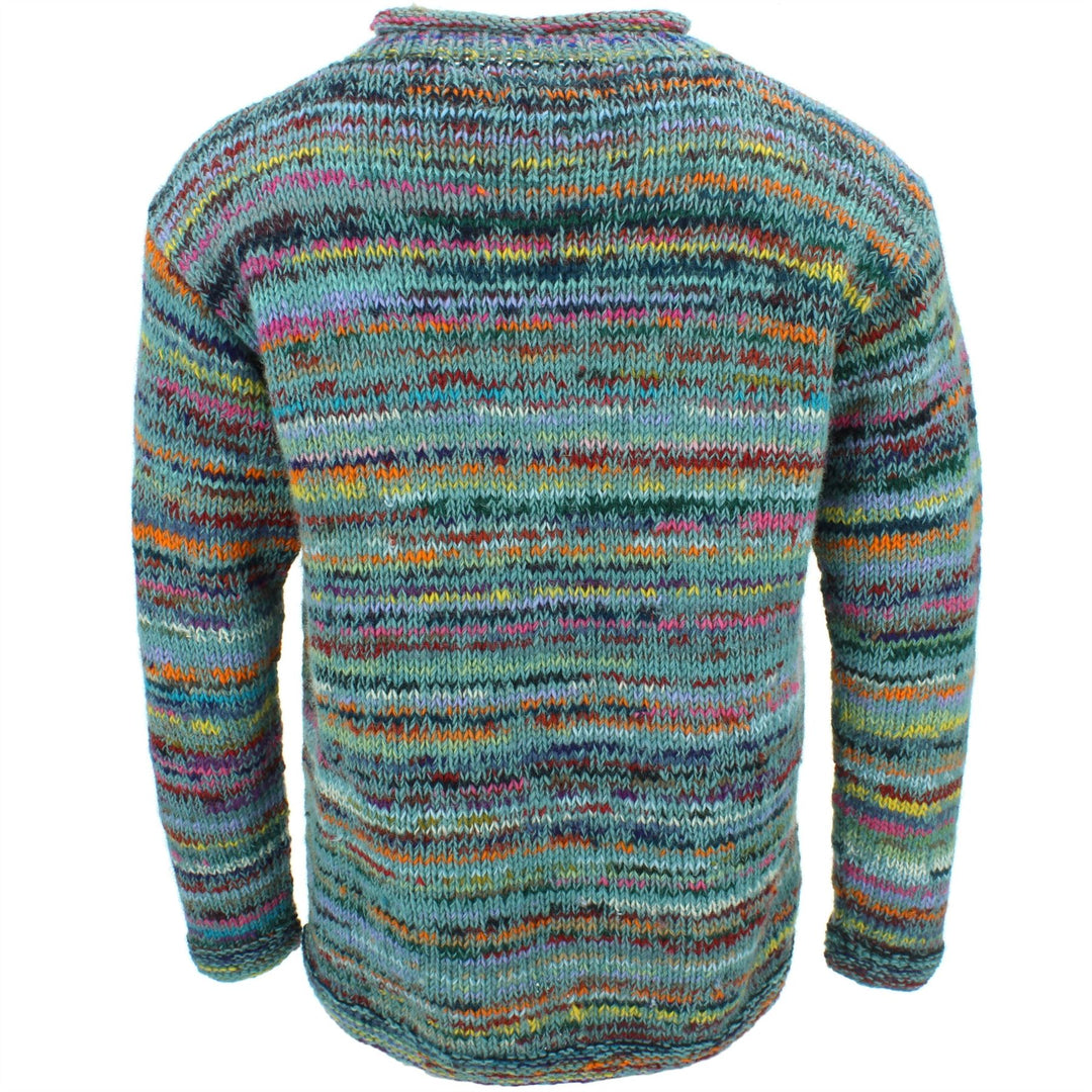 Chunky Wool Knit Space Dye Jumper - Stone Blue