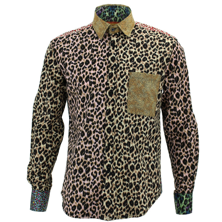 Regular Fit Long Sleeve Shirt - Random Mixed Panel - Animal Print