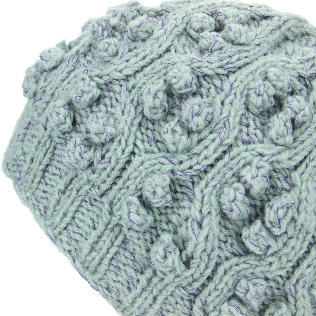 Acrylic Knit Beanie Hat - Light Grey