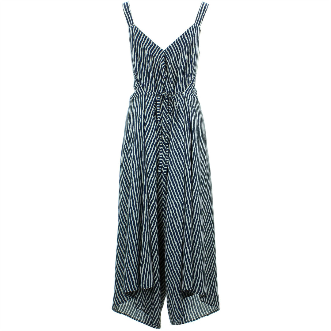 Knee Length Jumpsuit - Blue Stripe