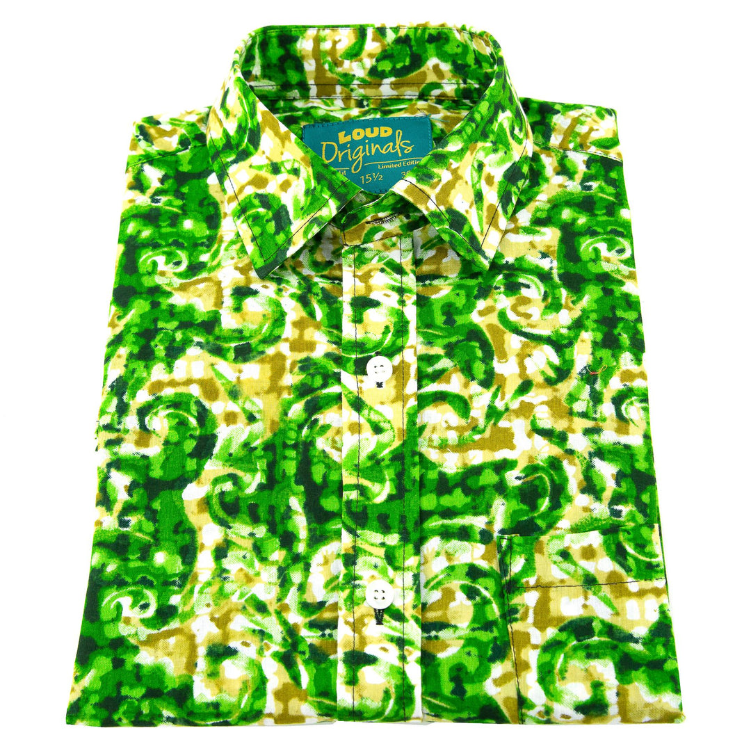 Regular Fit Short Sleeve Shirt - Green Ripple