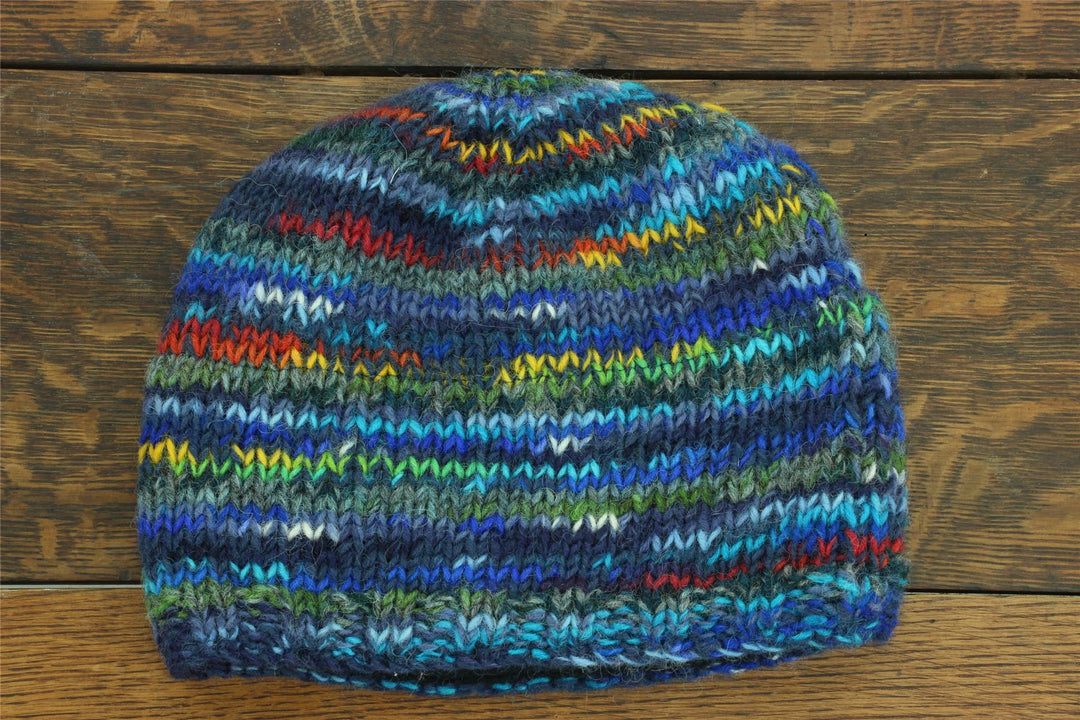 Wool Knit Beanie Hat - SD Dark Blue Mix