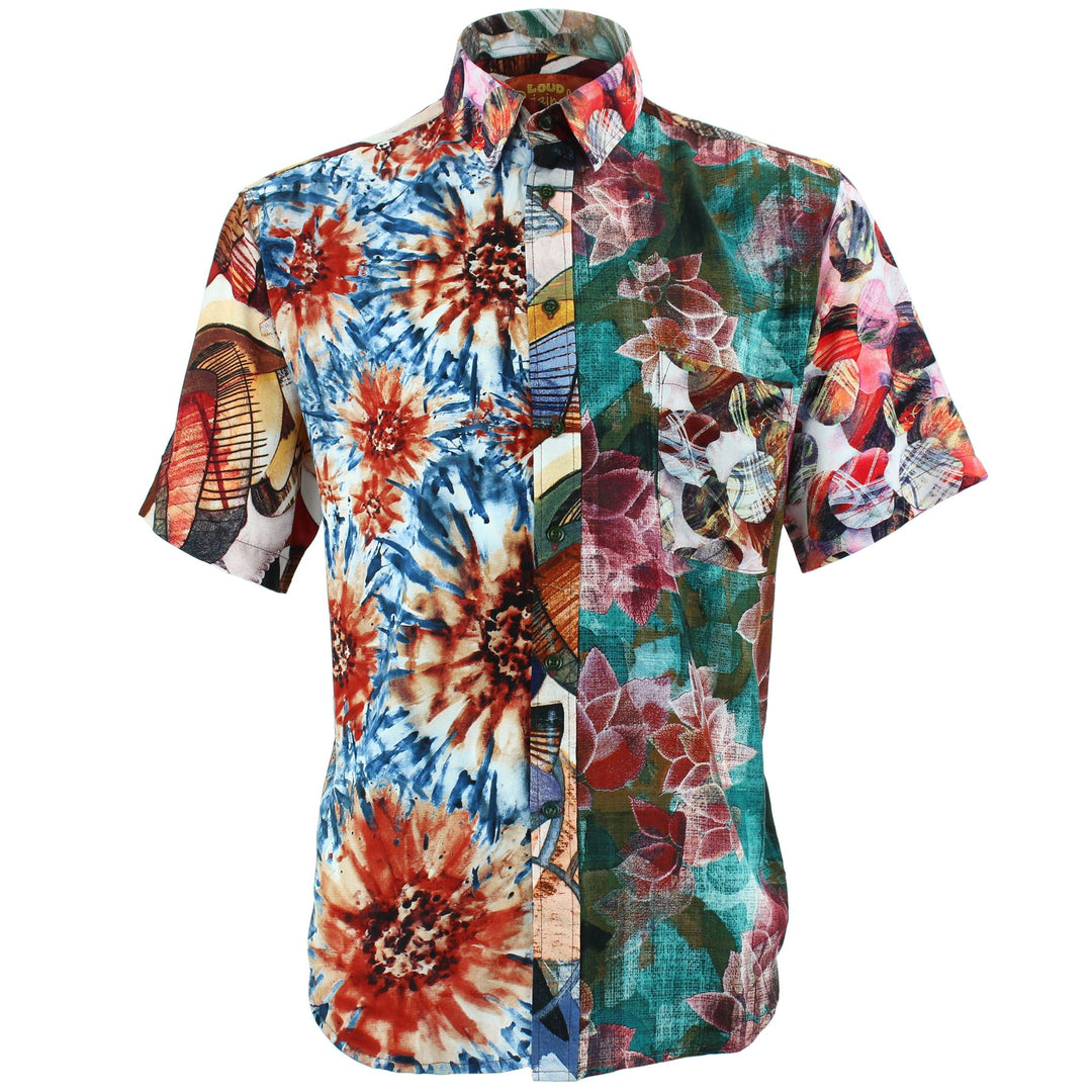 Regular Fit Short Sleeve Shirt - Random Mixed Panel - Abstract