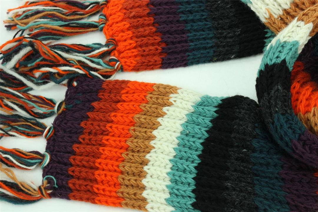 Hand Knitted Wool Scarf - Stripe Anu