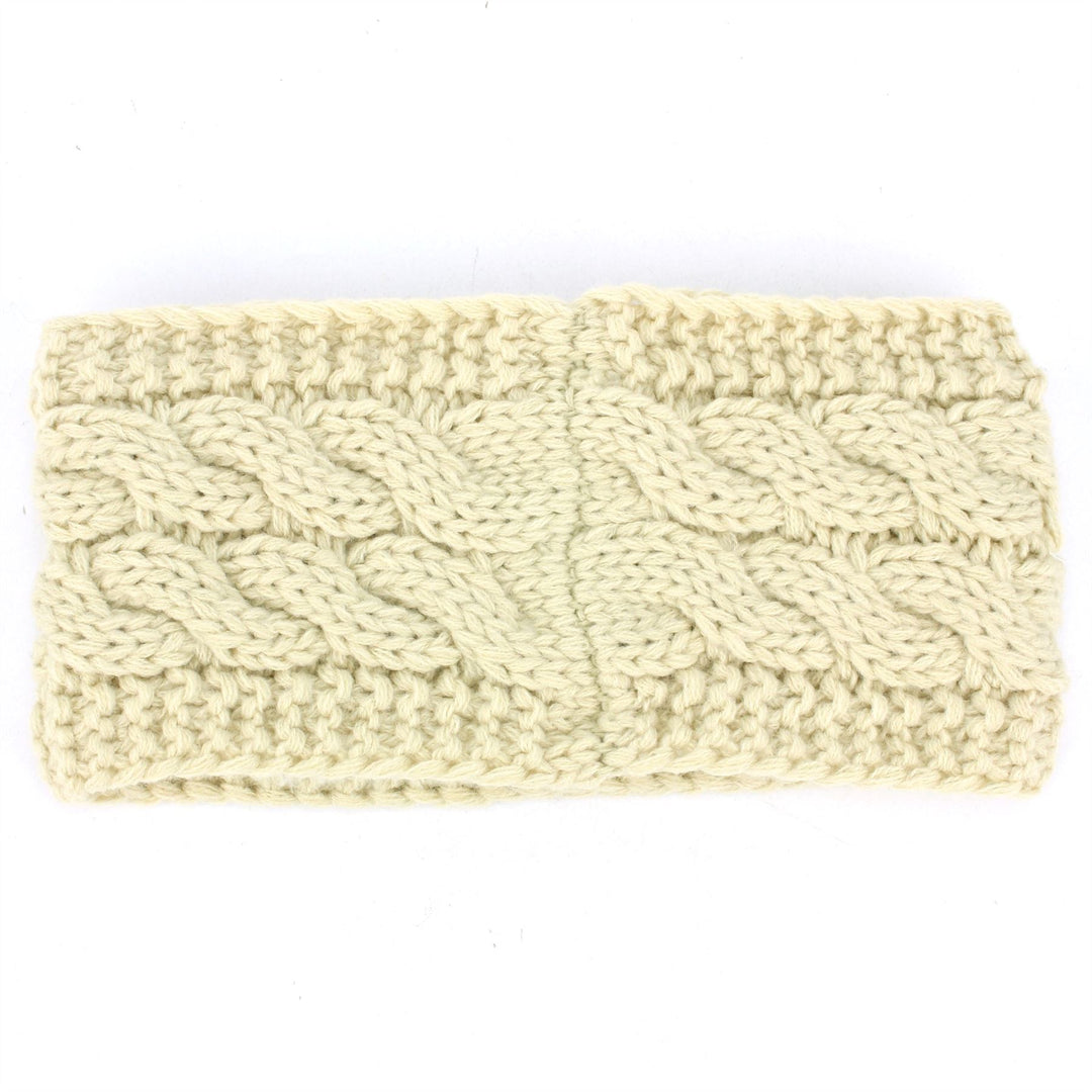 Knitted Ribbed Headband - Cream