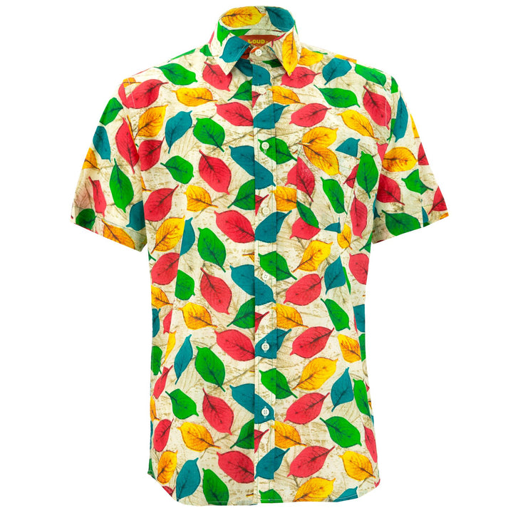 Regular Fit Short Sleeve Shirt - Leaves