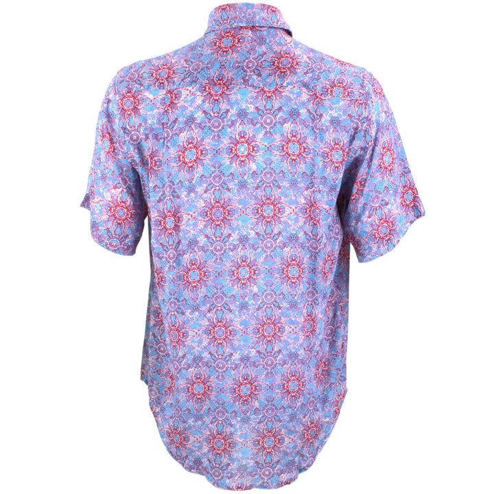 Regular Fit Short Sleeve Shirt - Blue & red Abstract