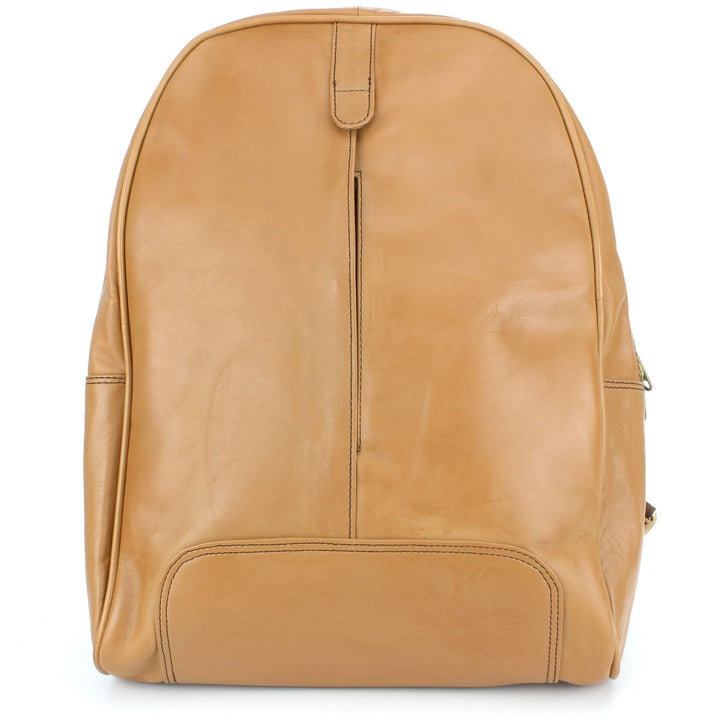 Real Leather Backpack Rucksack Bag - Tan