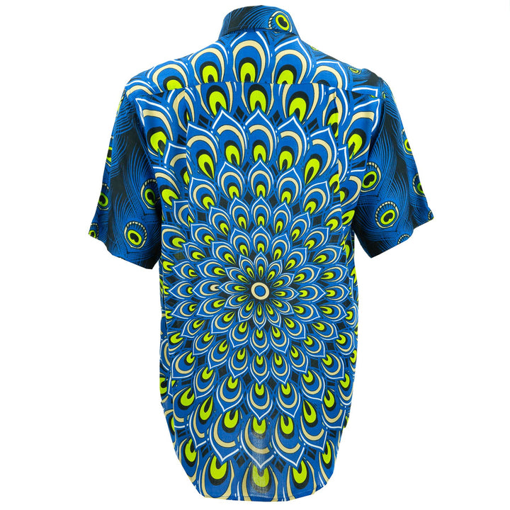 Regular Fit Short Sleeve Shirt - Peacock Mandala - Navy