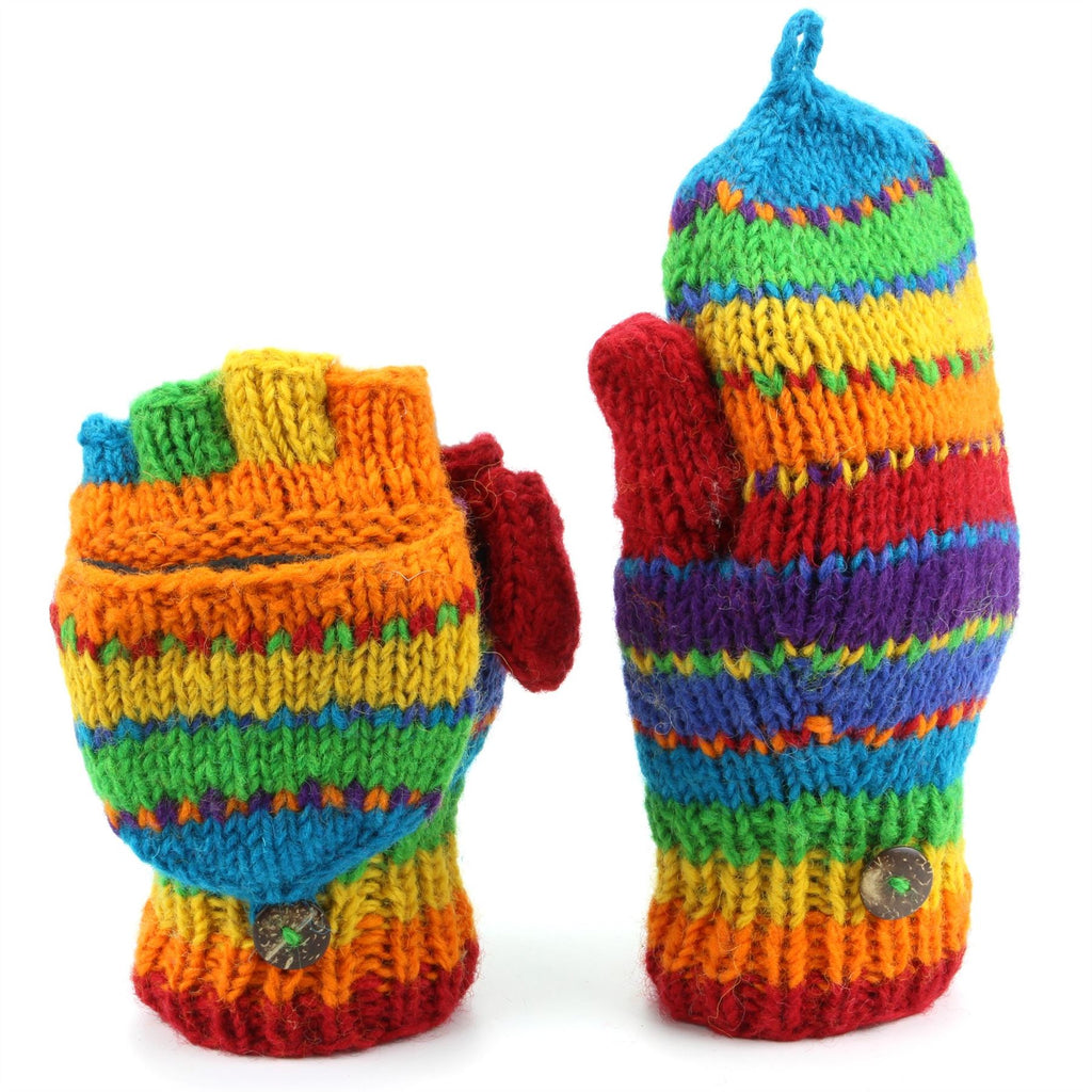 LoudElephant Shooter Knit - Space Gloves Dye Wool Fingerless – (Rainbow)
