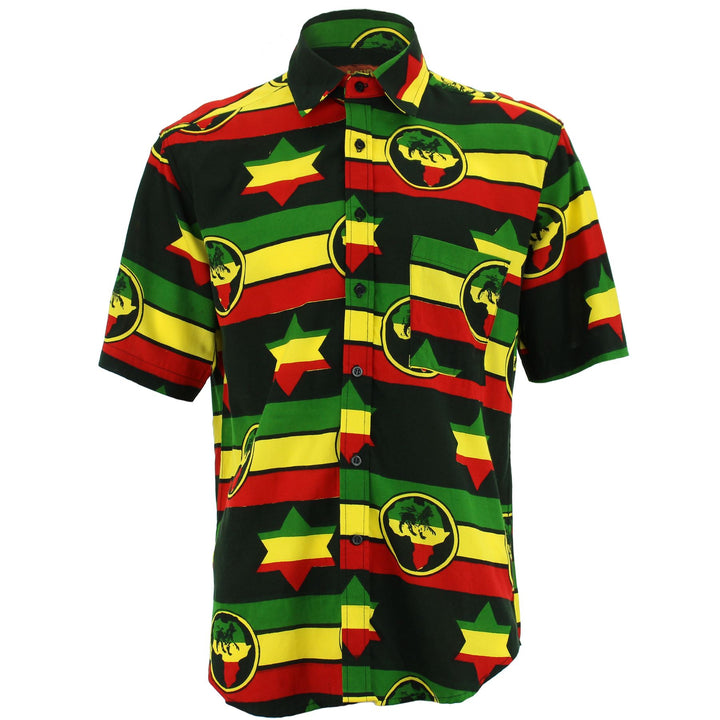 Regular Fit Short Sleeve Shirt - Rasta Flag