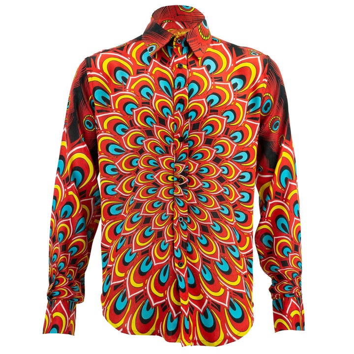 Regular Fit Long Sleeve Shirt - Peacock Mandala - Flame