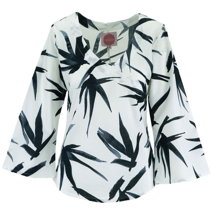 Wrap Top with Flared Sleeve - Bamboo Leaf