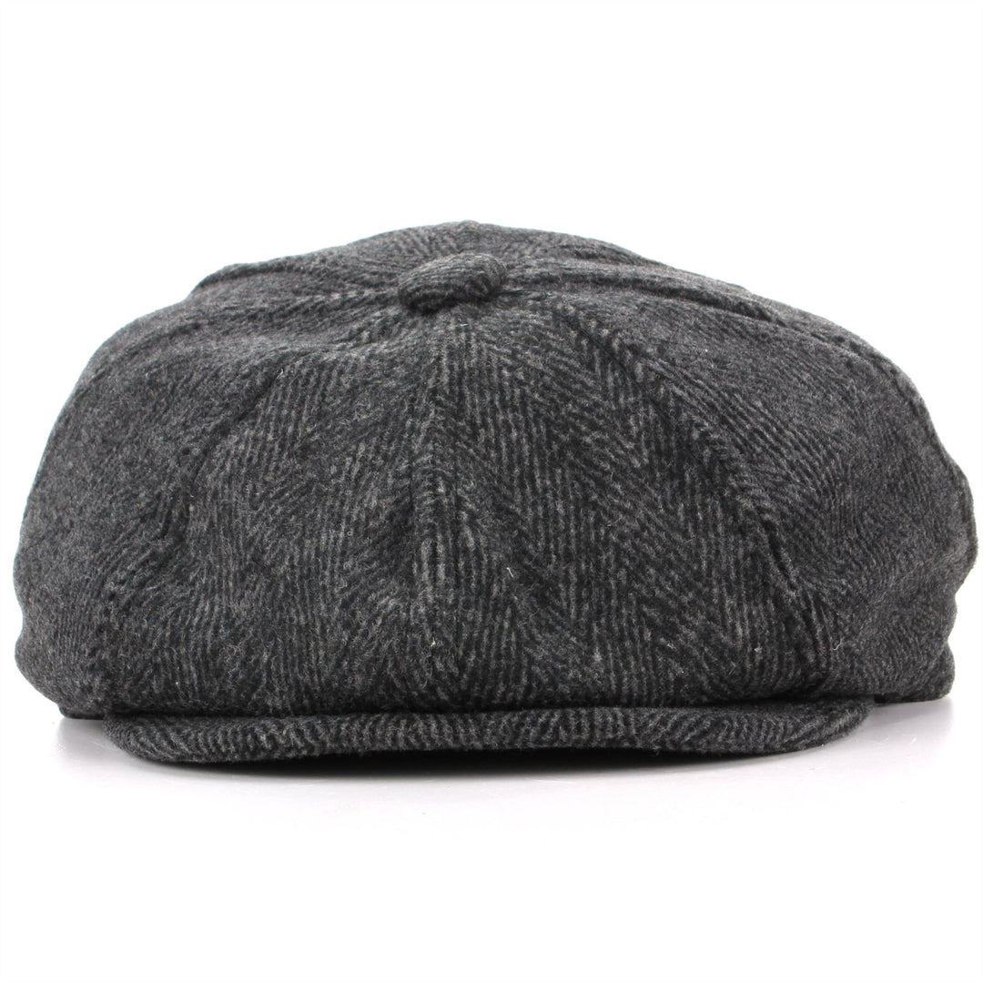 Wool Tweed Gatsby Newsboy 8 Panel Flat Cap Hat - Grey