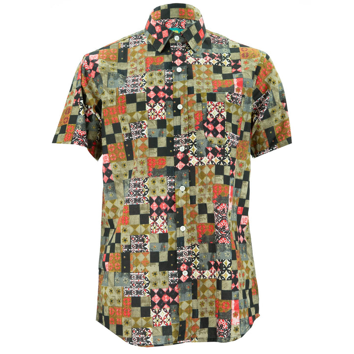 Regular Fit Short Sleeve Shirt - Patchwork