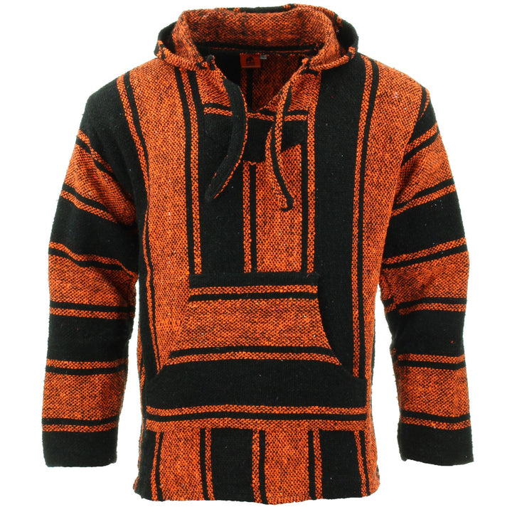 Recycled Mexican Baja Jerga Hoody - Orange Black