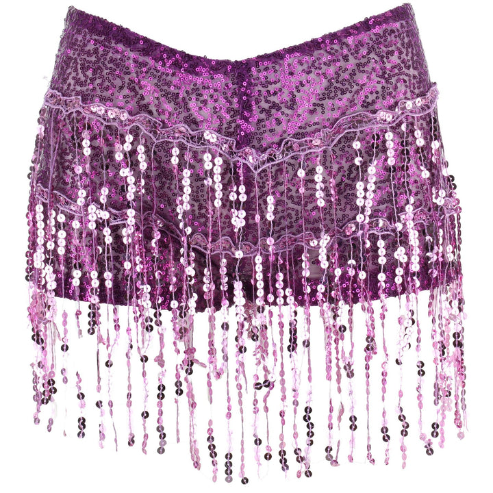 Sequin Tassel Hot Pants - Purple