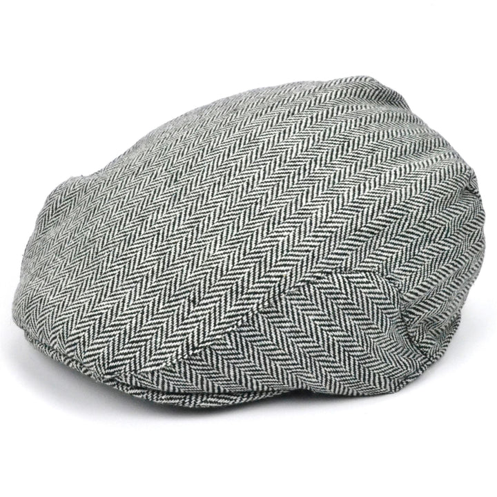 Classic Herringbone country flat cap - Black & white