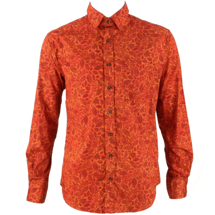 Regular Fit Long Sleeve Shirt - Red Leaves