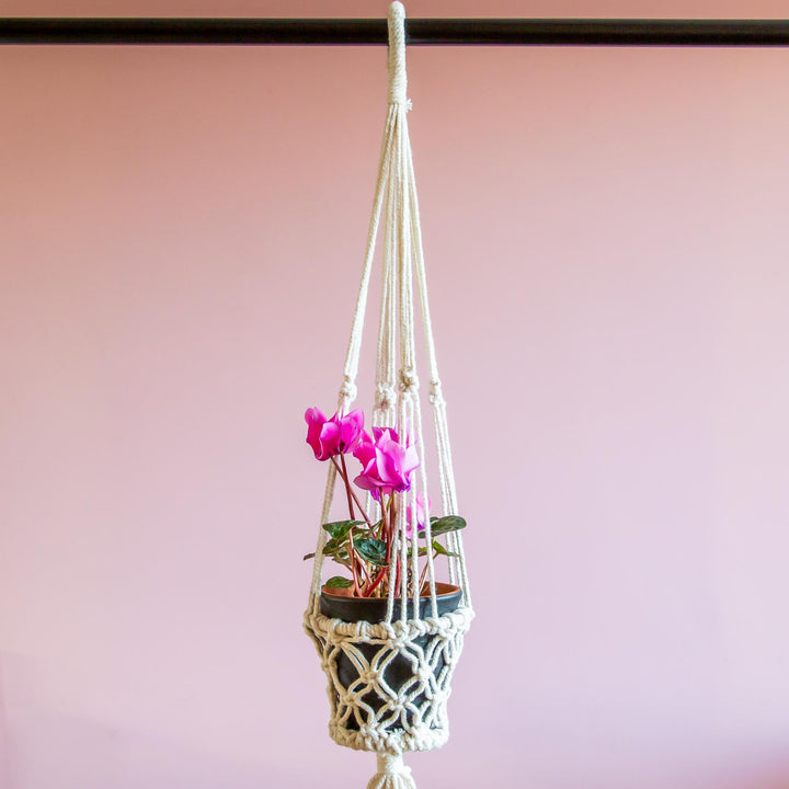 Macrame Hand Woven Rope Hanging Planter - Small (9cm Pot)