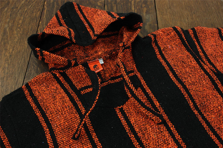 Recycled Mexican Baja Jerga Hoody - Orange Black