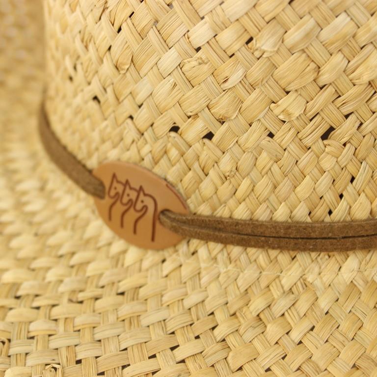 Straw Cowboy Hat with Three Horses Badge