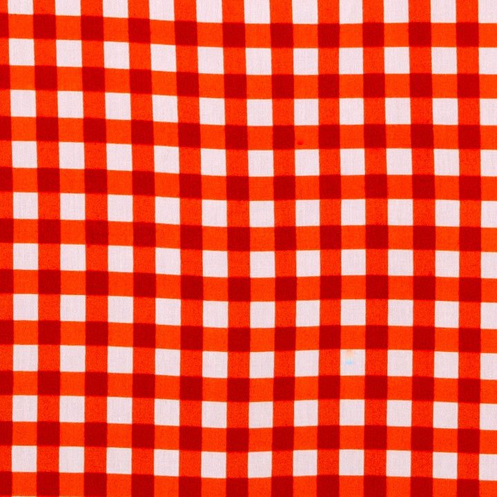 Regular Fit Short Sleeve Shirt - Gingham Check - Orange